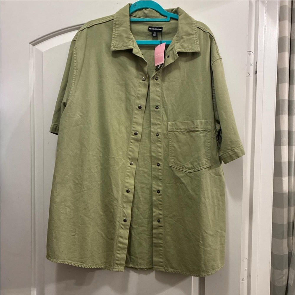 Prettylittlething Olive Oversized Button-Down Shi… - image 3